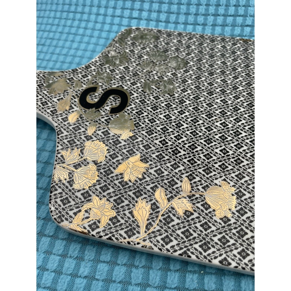 Anthropologie French Bistro Cheese Cutting Board Eliza Tile Monogram S - Picture 9 of 11